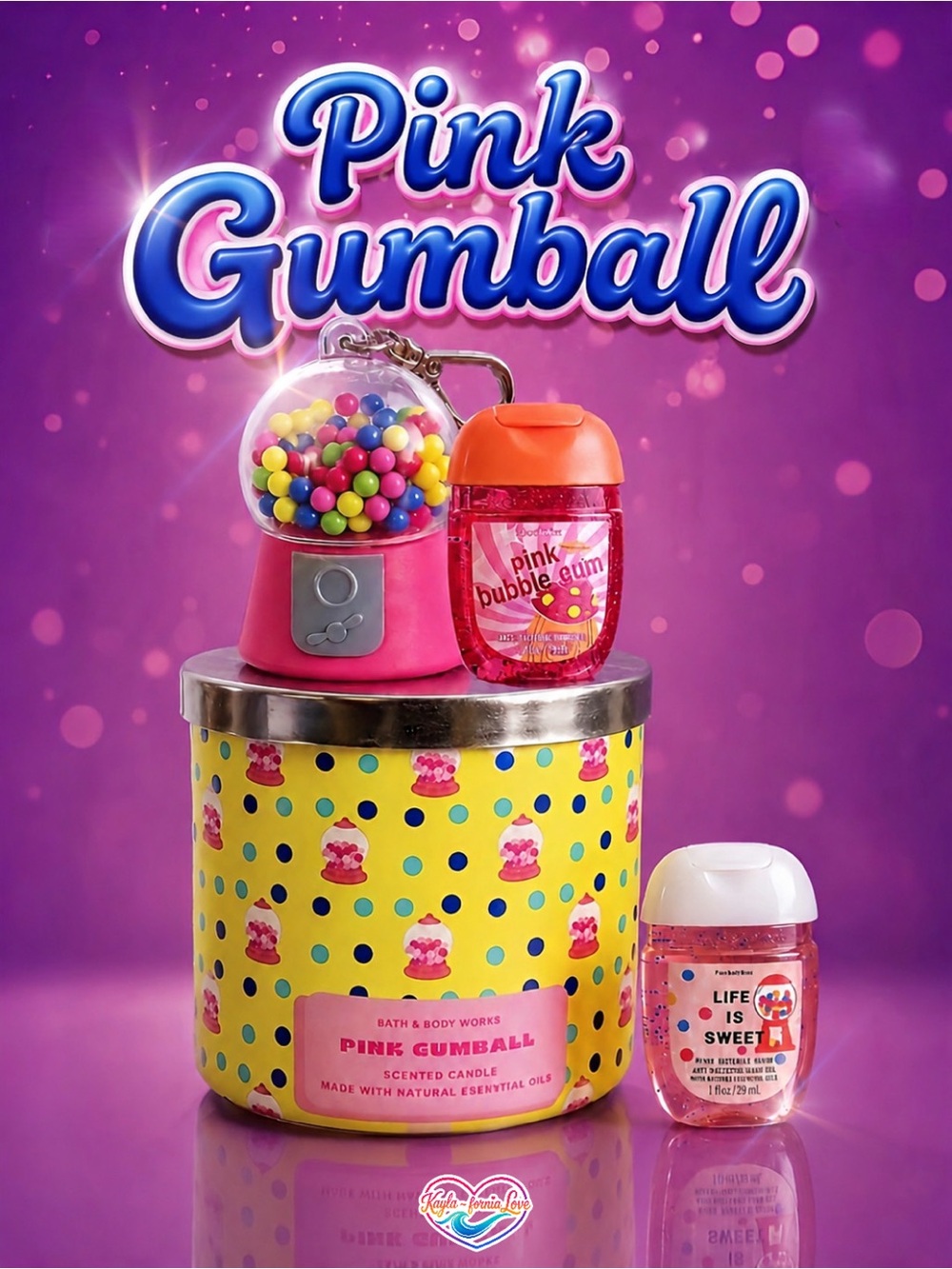 BBW Pink Gumball 🍬 Rare 4pc Collector Set 3-Wick + PocketBac